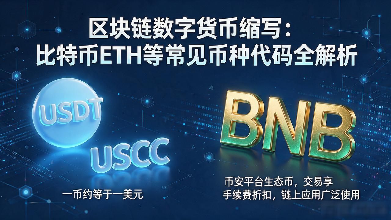 区块链数字货币缩写大全：比特币ETH等常见币种代码全解析