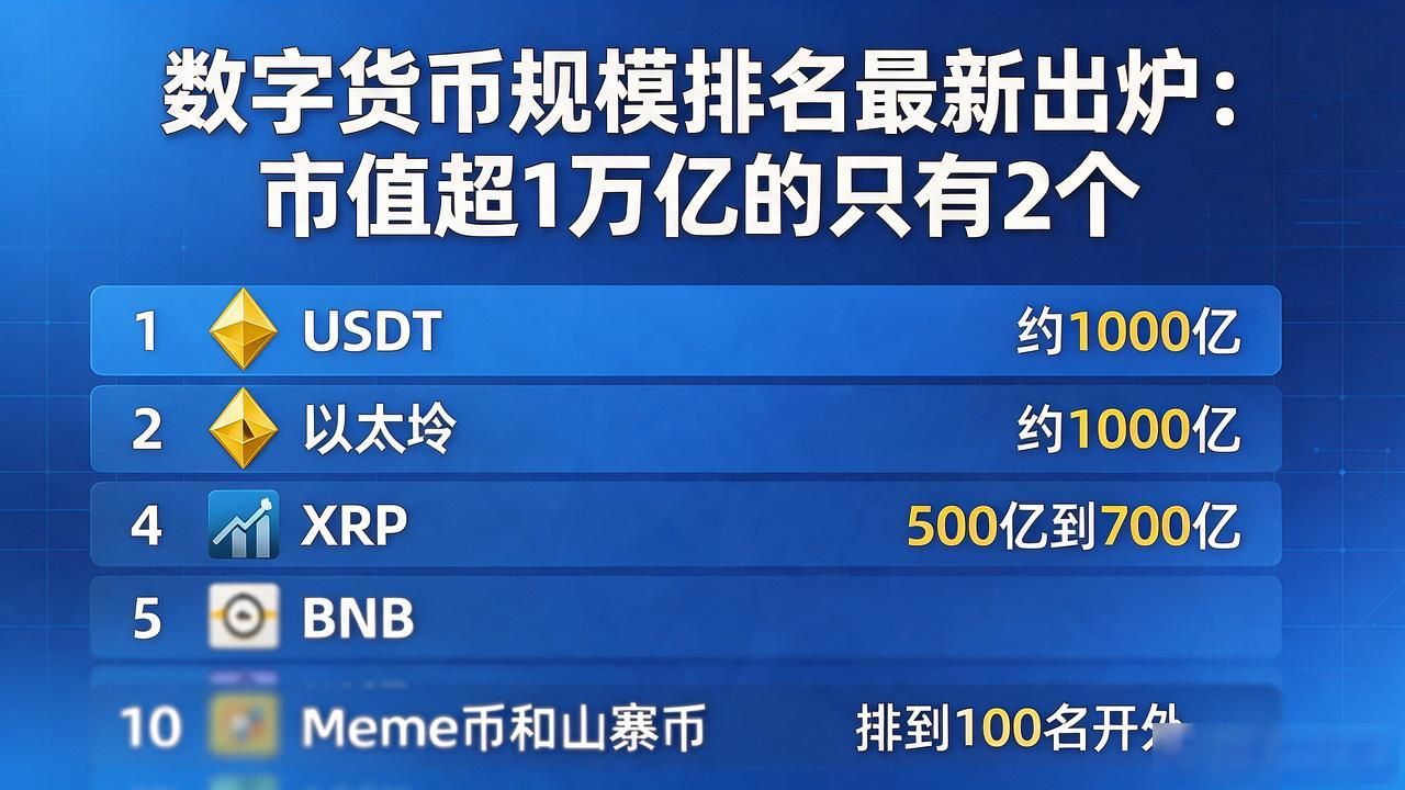 数字货币规模排名最新出炉：市值超1万亿的只有2个，你猜是谁