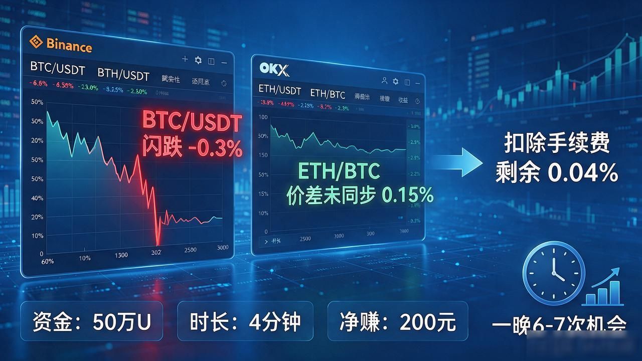 加密货币三角套利逻辑与实操_数字货币套利三角_币安OKX跨所套利执行延迟优化